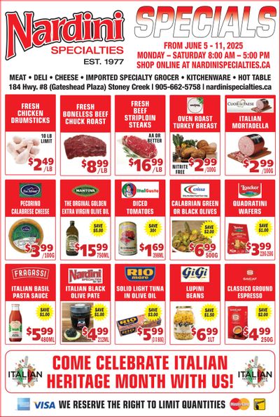 Nardini Specialties Flyer June 5 to 11 Nardini Specialties Flyer June 5 to 11