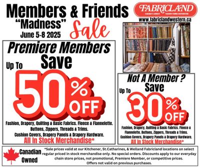 Fabricland (Kitchener, St. Catharines, Welland) Flyer June 5 to 8 Fabricland (Kitchener, St. Catharines, Welland) Flyer June 5 to 8
