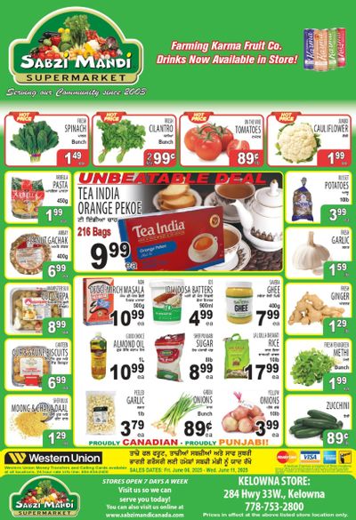 Sabzi Mandi Supermarket (Kelowna) Flyer June 6 to 11 Sabzi Mandi Supermarket (Kelowna) Flyer June 6 to 11