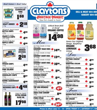 Claytons Heritage Market Flyer June 13 to 19