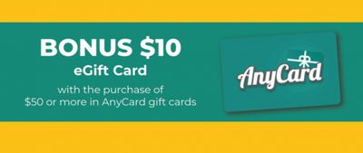 Walmart Canada: Get a $10 Bonus eGift Card With The Purchase of a $50 AnyCard Gift Card Walmart Canada: Get a $10 Bonus eGift Card With The Purchase of a $50 AnyCard Gift Card