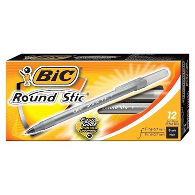 BIC Round Stic Extra Value Ballpoint Stick Pens, 0.7mm, Black, 12 Pack On Sale for $1.00 (Save $0.99) at Staples Canada