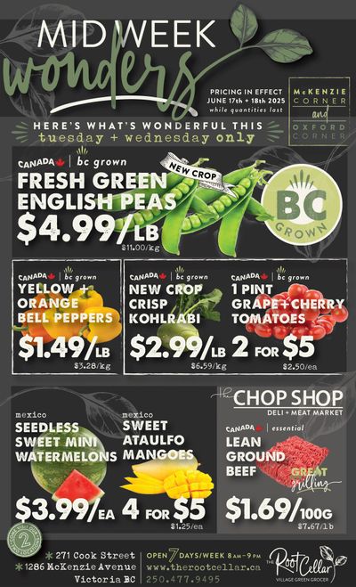 The Root Cellar Mid-Week Flyer June 17 and 18