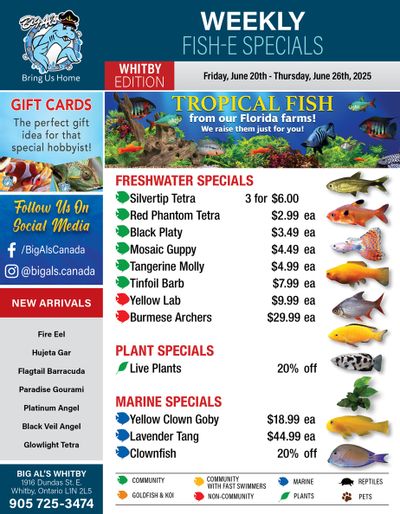 Big Al's (Whitby) Weekly Specials June 20 to 26 Big Al's (Whitby) Weekly Specials June 20 to 26