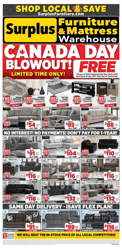 Surplus Furniture & Mattress Warehouse (Thunder Bay) Flyer June 23 to 29