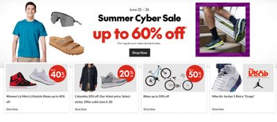 Sport Chek Canada Flash Sale Summer Cyber Sale Online Only: Save up to 60% off Sport Chek Canada Flash Sale Summer Cyber Sale Online Only: Save up to 60% off