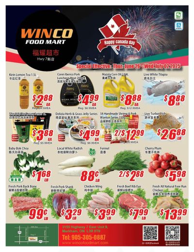 WinCo Food Mart (HWY 7) Flyer June 26 to July 2 WinCo Food Mart (HWY 7) Flyer June 26 to July 2
