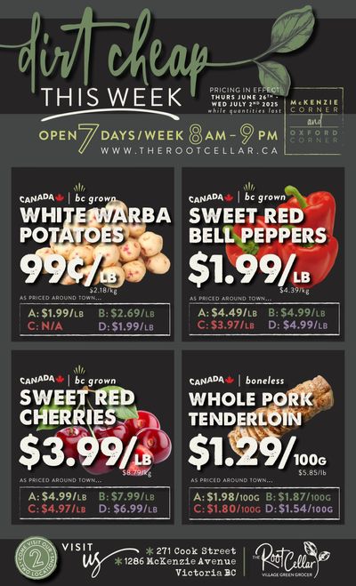 The Root Cellar Flyer June 26 to July 2