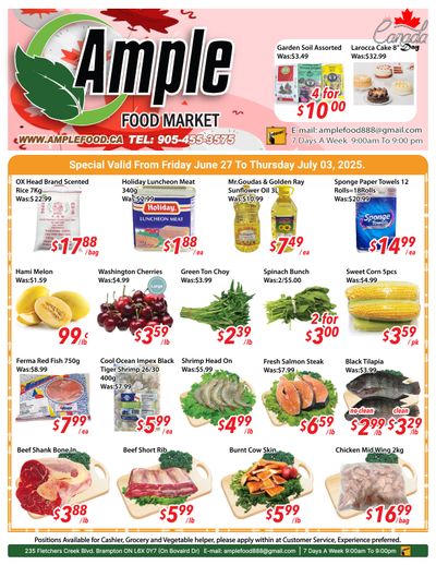 Ample Food Market (Brampton) Flyer June 27 to July 3 Ample Food Market (Brampton) Flyer June 27 to July 3
