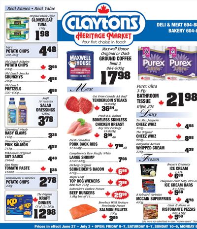 Claytons Heritage Market Flyer June 27 to July 3 Claytons Heritage Market Flyer June 27 to July 3