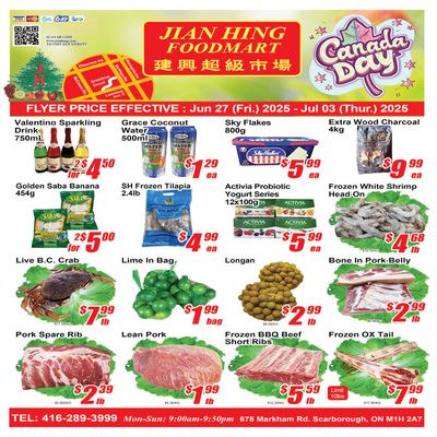 Jian Hing Foodmart (Scarborough) Flyer June 27 to July 3 Jian Hing Foodmart (Scarborough) Flyer June 27 to July 3