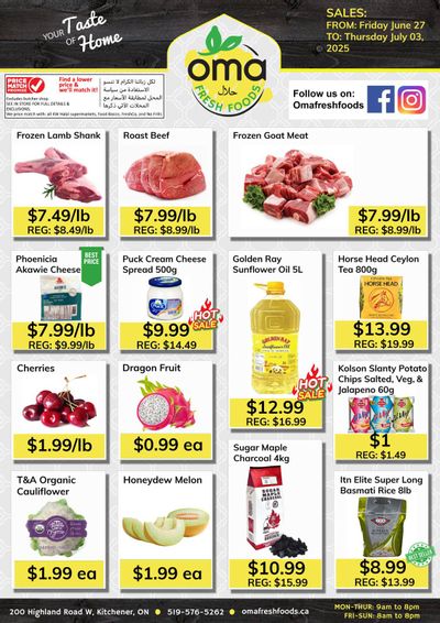 Oma Fresh Foods Flyer June 27 to July 3 Oma Fresh Foods Flyer June 27 to July 3