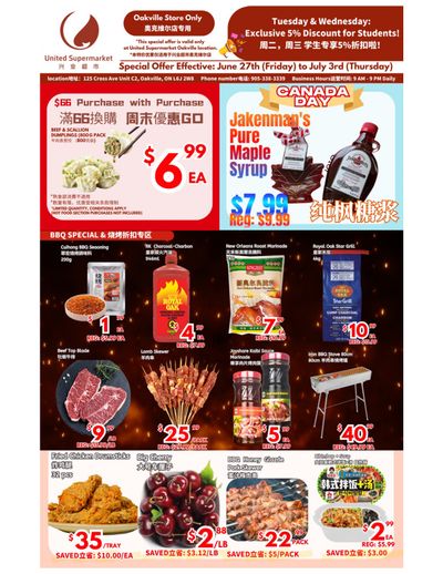 United Supermarket (Oakville) Flyer June 27 to July 3 United Supermarket (Oakville) Flyer June 27 to July 3