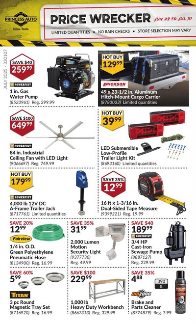 Princess Auto Price Wrecker Flyer June 29 to July 31 Princess Auto Price Wrecker Flyer June 29 to July 31