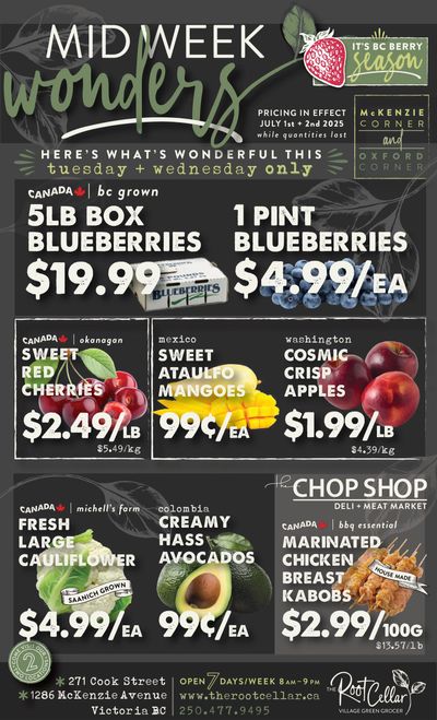 The Root Cellar Mid-Week Flyer July 1 to 2