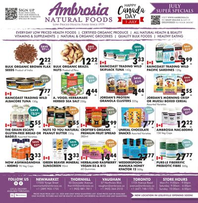 Ambrosia Natural Foods Flyer July 1 to 31 Ambrosia Natural Foods Flyer July 1 to 31