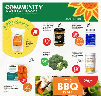 Community Natural Foods Flyer July 3 to 30