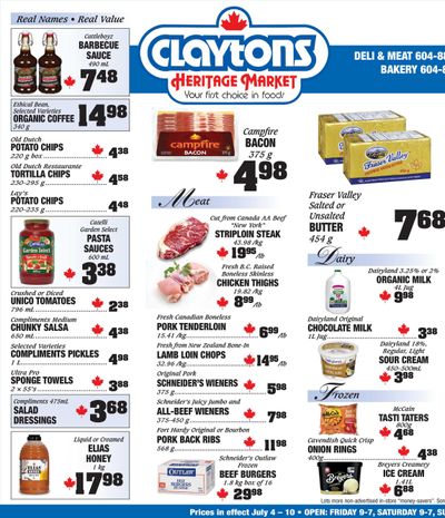 Claytons Heritage Market Flyer July 4 to 10 Claytons Heritage Market Flyer July 4 to 10