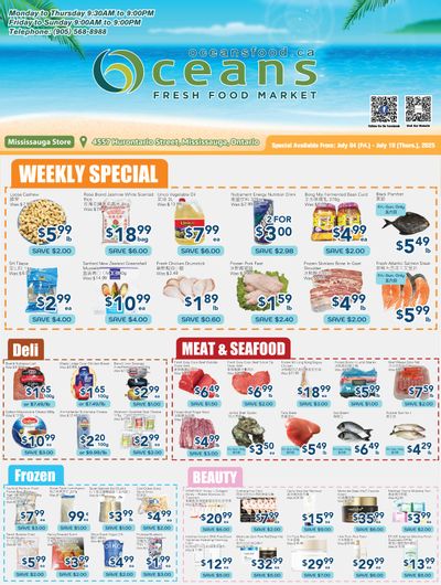 Oceans Fresh Food Market (Mississauga) Flyer July 4 to 10 Oceans Fresh Food Market (Mississauga) Flyer July 4 to 10