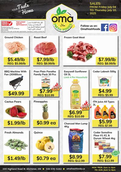 Oma Fresh Foods Flyer July 4 to 10 Oma Fresh Foods Flyer July 4 to 10