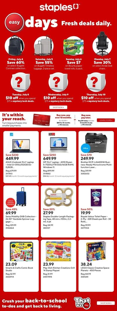Staples Flyer July 4 to 10 Staples Flyer July 4 to 10