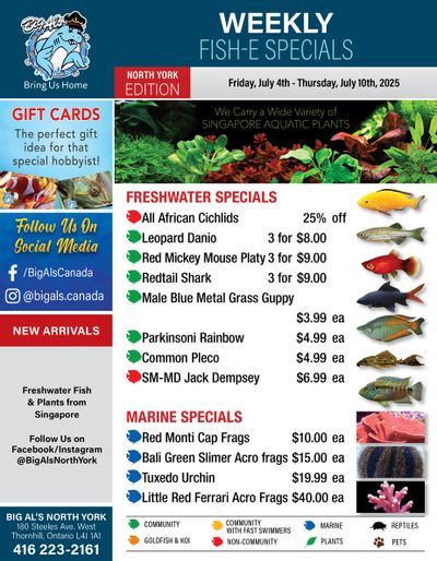 Big Al's (North York) Weekly Specials July 4 to 10