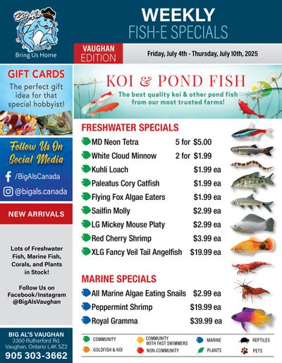 Big Al's (Vaughan) Weekly Specials July 4 to 10