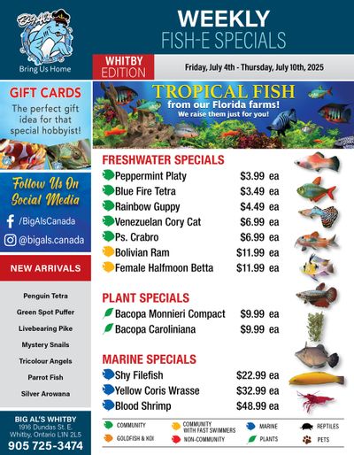 Big Al's (Whitby) Weekly Specials July 4 to 10 Big Al's (Whitby) Weekly Specials July 4 to 10