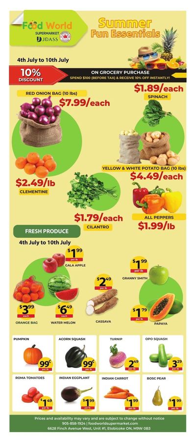 Food World Supermarket Flyer July 4 to 10
