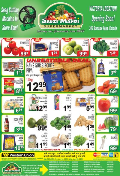 Sabzi Mandi Supermarket (Lower Mainland) Flyer July 4 to 9 Sabzi Mandi Supermarket (Lower Mainland) Flyer July 4 to 9