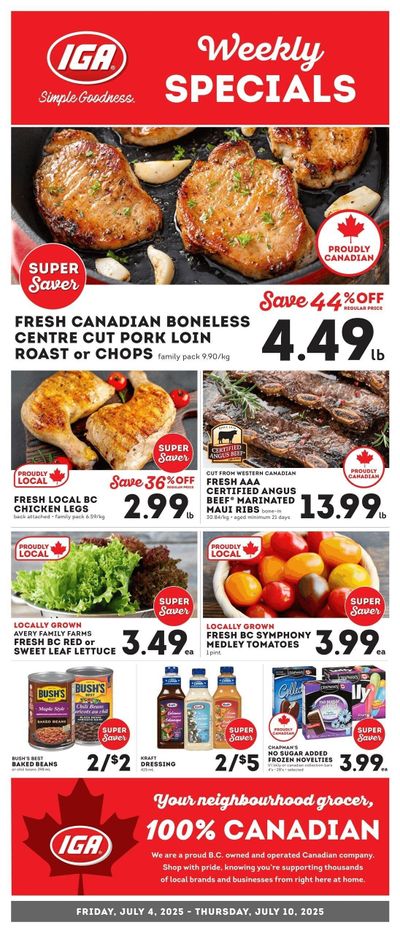 IGA Stores of BC Flyer July 4 to 10 IGA Stores of BC Flyer July 4 to 10