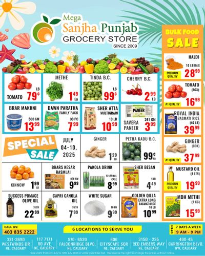 Sanjha Punjab Grocery Store Flyer July 4 to 10