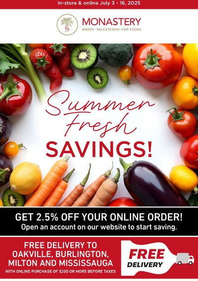 Monastery Bakery Flyer July 3 to 16 Monastery Bakery Flyer July 3 to 16