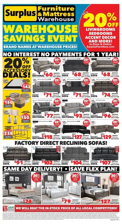 Surplus Furniture & Mattress Warehouse (Regina, Saskatoon, Prince Albert) Flyer July 7 to 27
