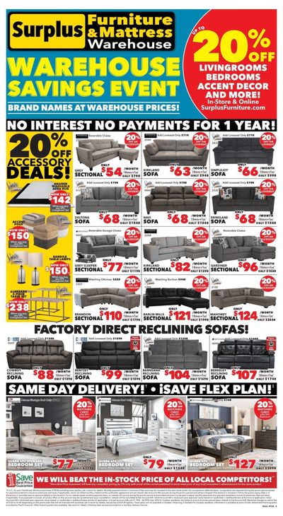 Surplus Furniture & Mattress Warehouse (S. ON) Flyer July 7 to 27