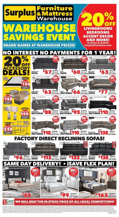 Surplus Furniture & Mattress Warehouse (St. John's, Corner Brook, Grand Falls Windsor) Flyer July 7 to 27