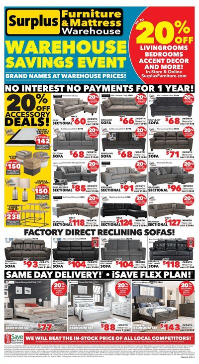 Surplus Furniture & Mattress Warehouse (Thunder Bay) Flyer July 7 to 27