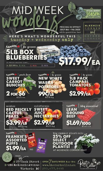 The Root Cellar Mid-Week Flyer July 8 to 9