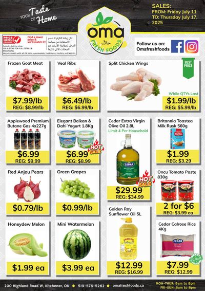 Oma Fresh Foods Flyer July 11 to 17
