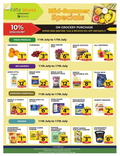 Food World Supermarket Flyer July 11 to 17