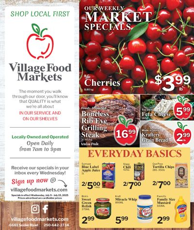 Village Food Markets Flyer July 9 to 15