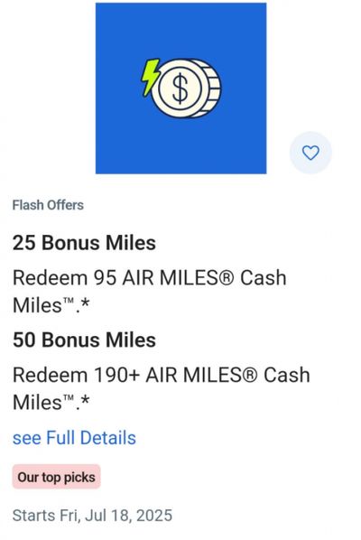 Air Miles Canada Offers: Get up to 50 Bonus Miles When You Redeem Cash Miles Starting July the 18th