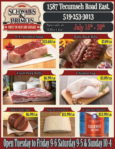Schwab's & Primo's Flyer July 15 to 20