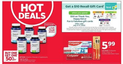 Rexall Canada: Get a $10 Rexall Gift Card When You Spend $50 on Thank You, Happy Kid, or Fun & Fabulous Gift Cards