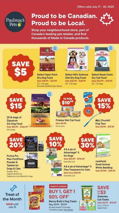 Paulmac's Pets Flyer July 17 to 30