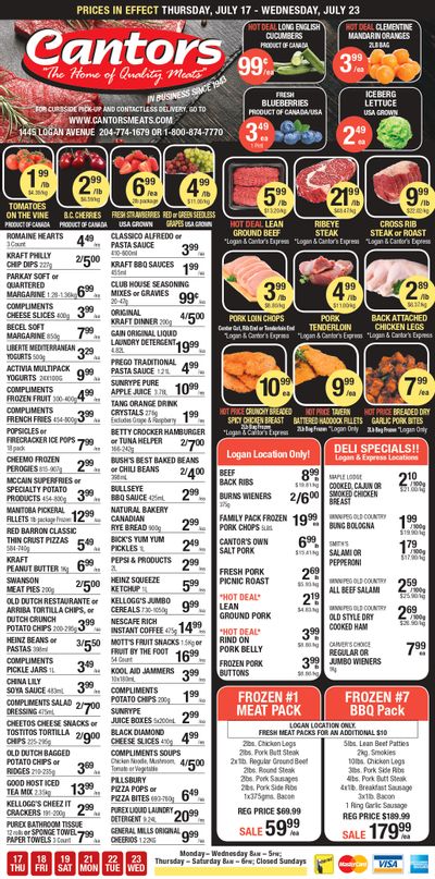 Cantor's Meats Flyer July 17 to 23