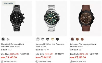 Fossil + Outlet Canada: Sale up to 30% off + Outlet up to 50% off