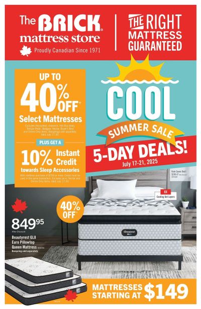 The Brick Mattress Store Flyer July 17 to 30