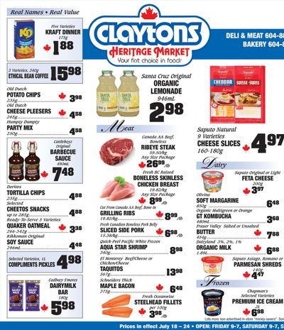 Claytons Heritage Market Flyer July 18 to 24