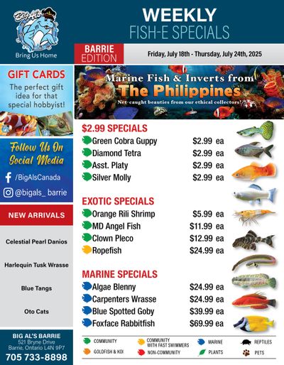 Big Al's (Barrie) Weekly Specials July 18 to 24